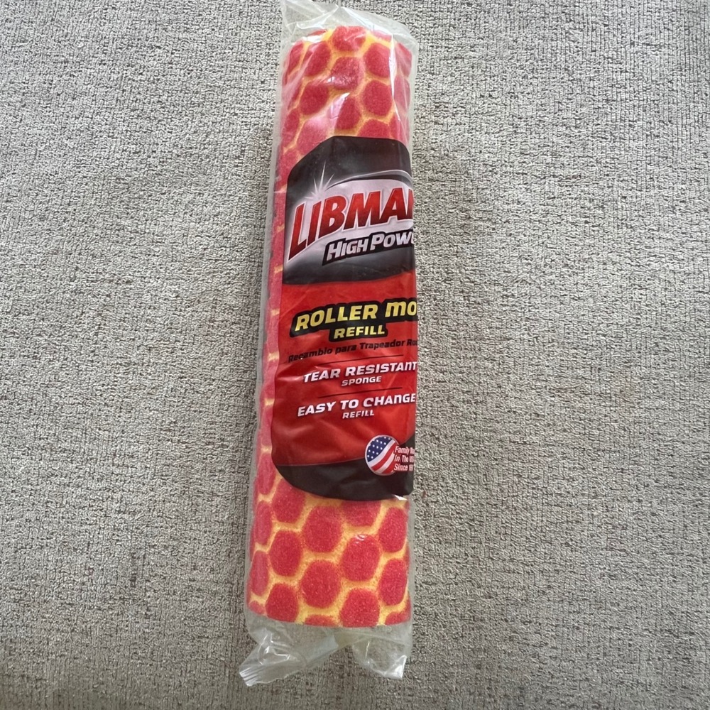 Libman High Power Roller Mop Refill 00956 Tear‎ Resistant Sponge Yellow Red New